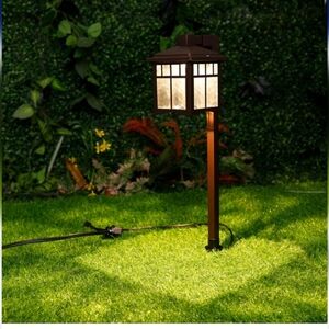 Set Of 2 Elegant Brown Outdoor 12 Volt  Lanterns By Westinghouse  Warm Led Glow